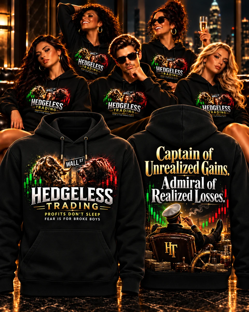 Captain of Unrealized Gains. Admiral of Realized Losses. black hoodie front and back mockup