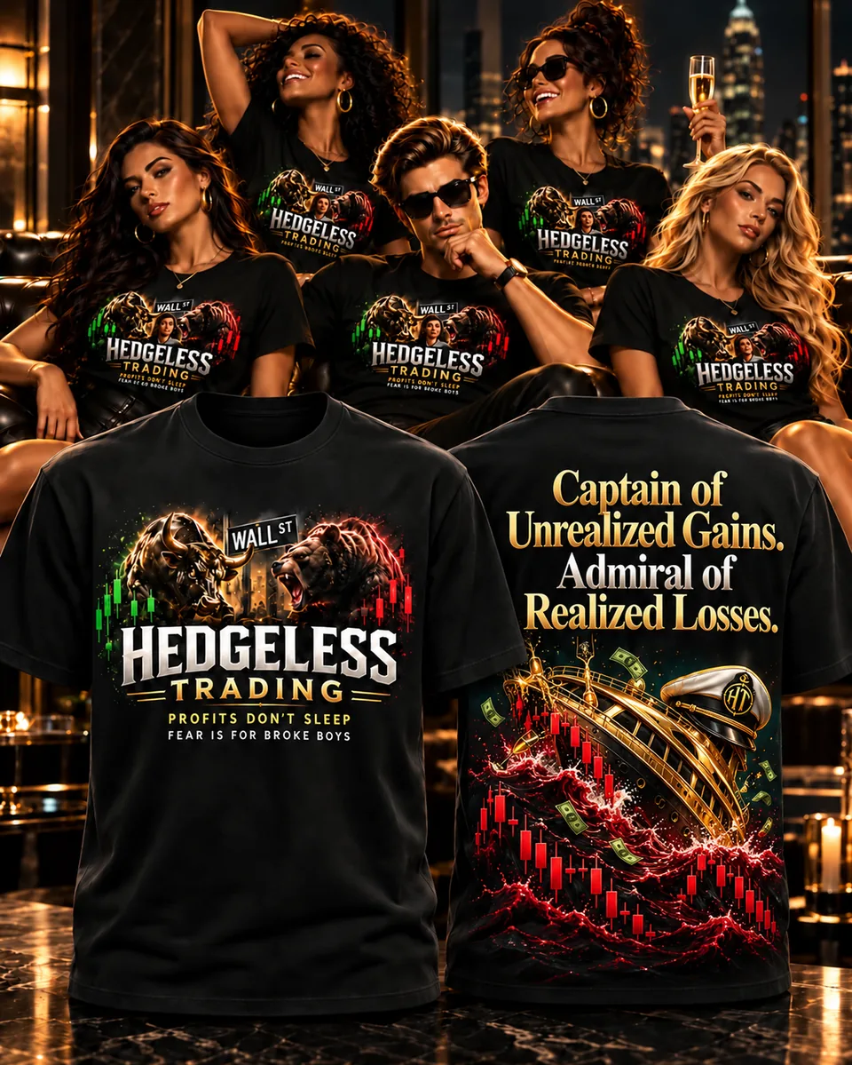 Enlarged Captain of Unrealized Gains. Admiral of Realized Losses. shirt design mockup
